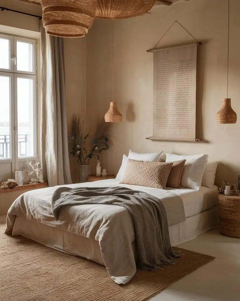 18. Minimal Beige Boho Bedroom with Soft Natural Elements - boho bedroom ideas