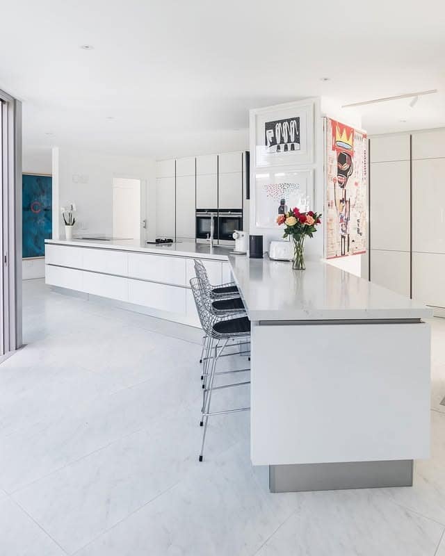 5. Ultra Modern All-White Kitchen Design - white kitchen ideas