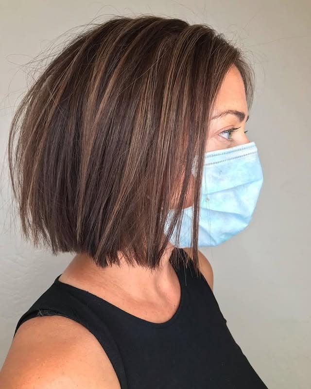 9. Piecey Brunette Textured Bob - Classic Bob Cut