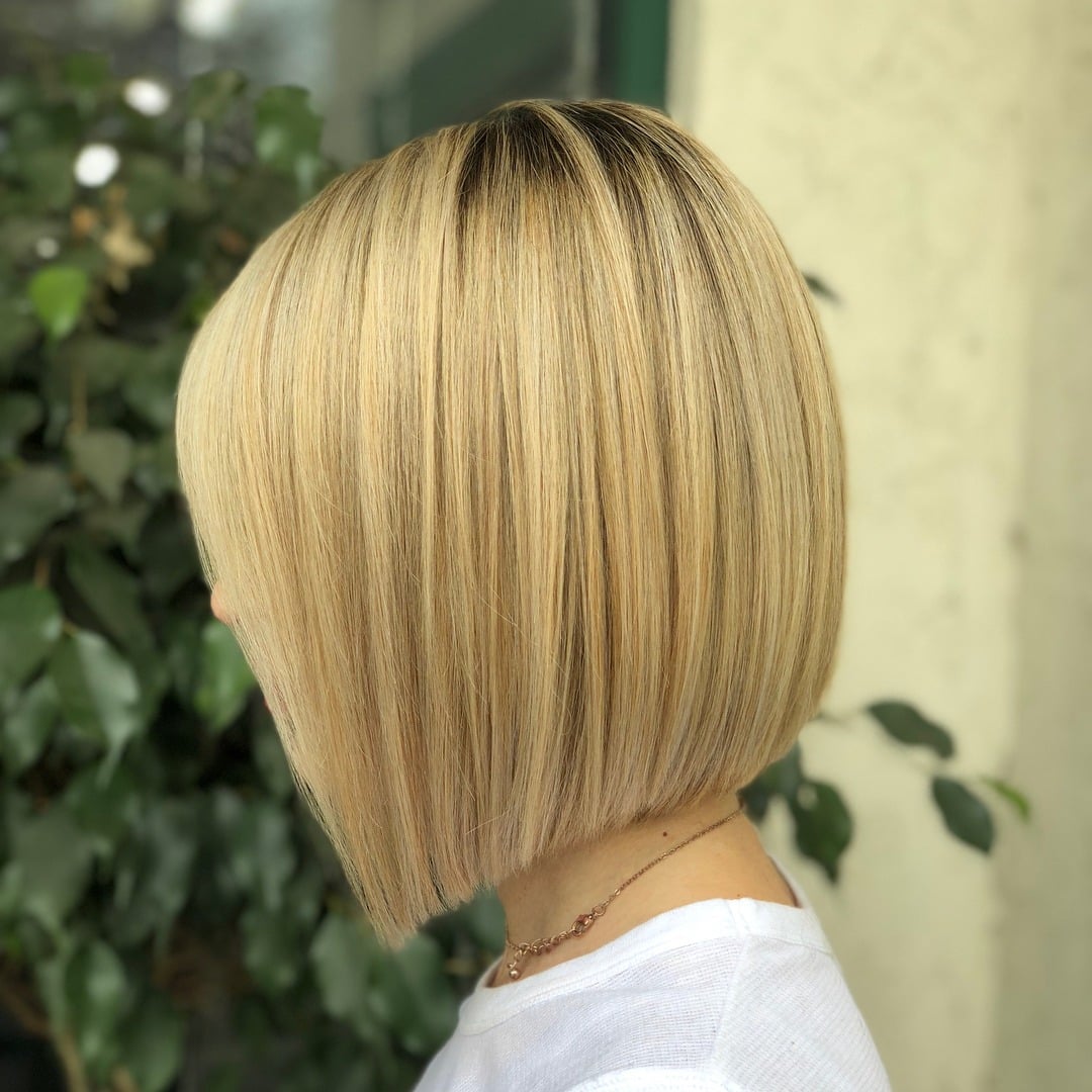 12. Icy Blonde Precision A-Line Bob - Classic Bob Cut