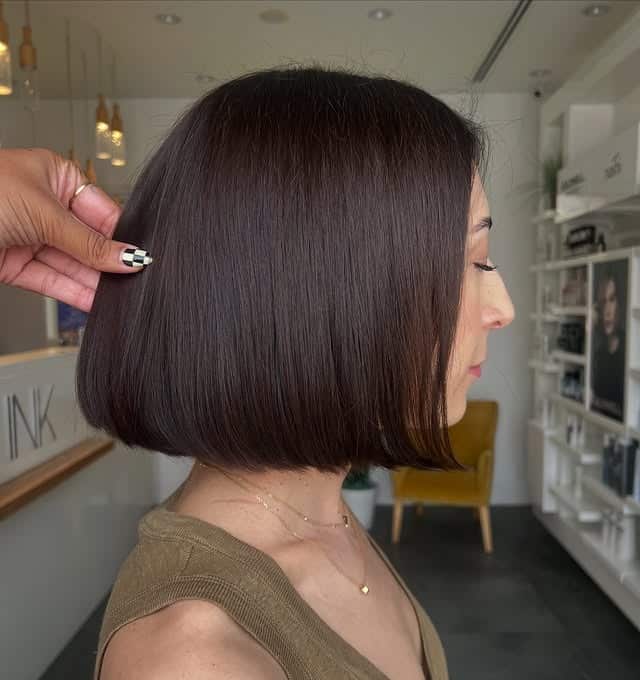 18. Rich Mocha Rounded Bob - Classic Bob Cut