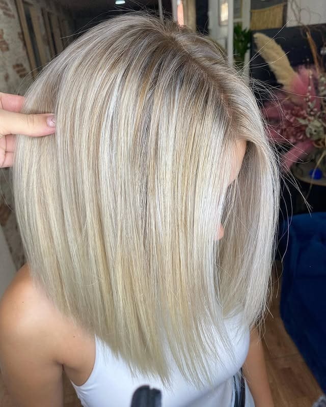 2. Pearl Blonde Blunt Lob - Pearl Blonde Hair Color