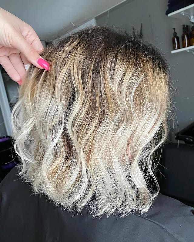 5. Textured Pearl Blonde Beach Bob - Pearl Blonde Hair Color