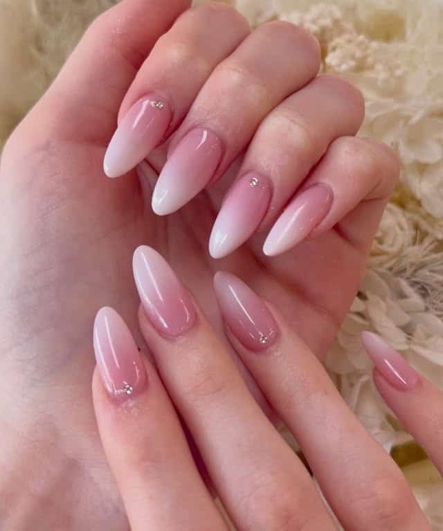 7. Blush Pink Crystal Ombre Nails - ombre nail ideas