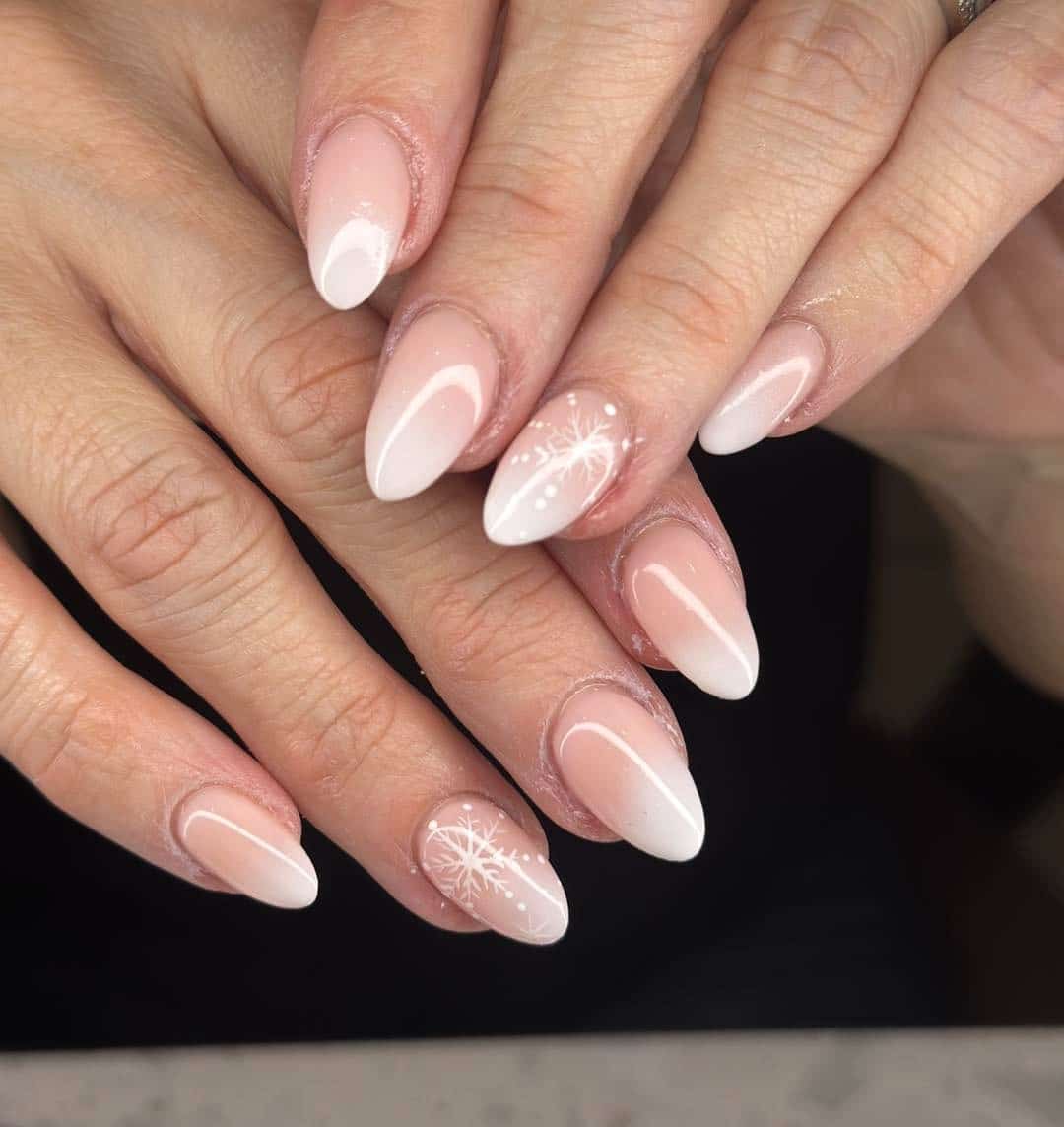 10. Snowflake White Ombre Nails - ombre nail ideas