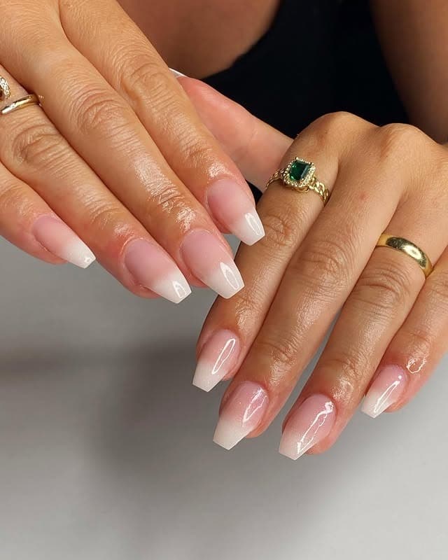 11. Milky White Square Ombre Nails - ombre nail ideas