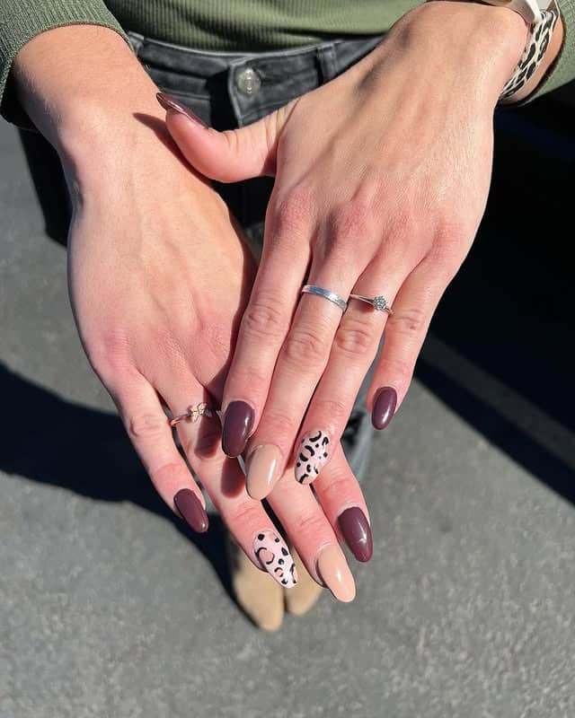 4. Mauve Minimal Leopard Nails - cheetah nail ideas