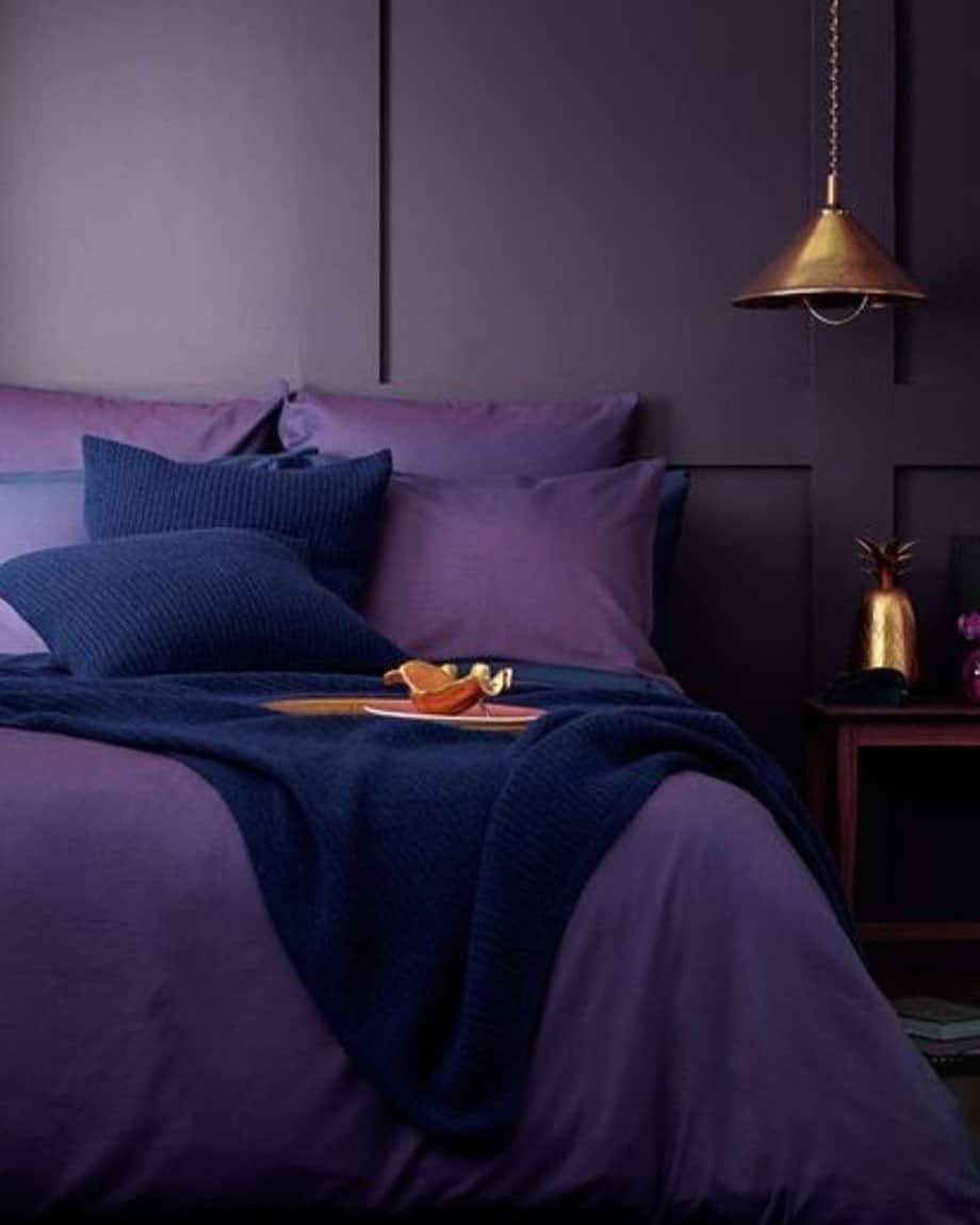 11. Moody Plum and Midnight Blue Bedroom - black and purple bedroom ideas