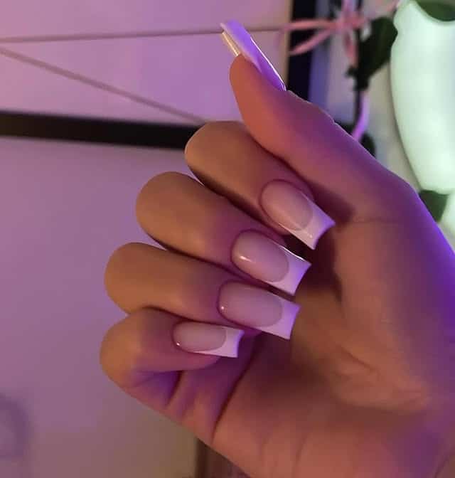 11. Glossy Pink French Tip Square Nails - classy short nail ideas