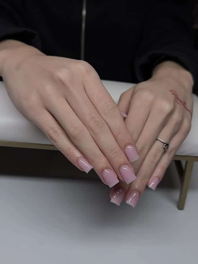 15. Glossy Pastel Pink Square Nails - classy short nail ideas