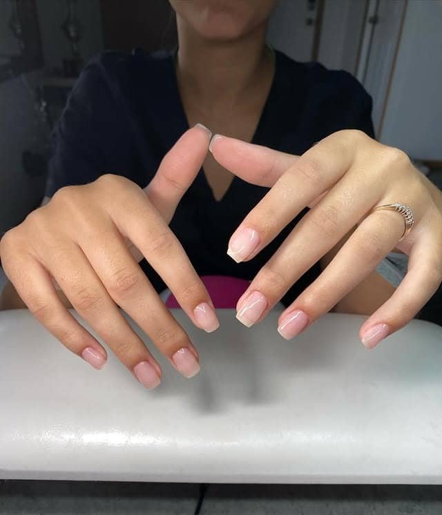 18. Minimal Natural Pink French Nails - classy short nail ideas