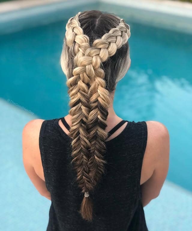 4. Blonde Double Dutch Braids with Fishtail Finish - Double Dutch Braids