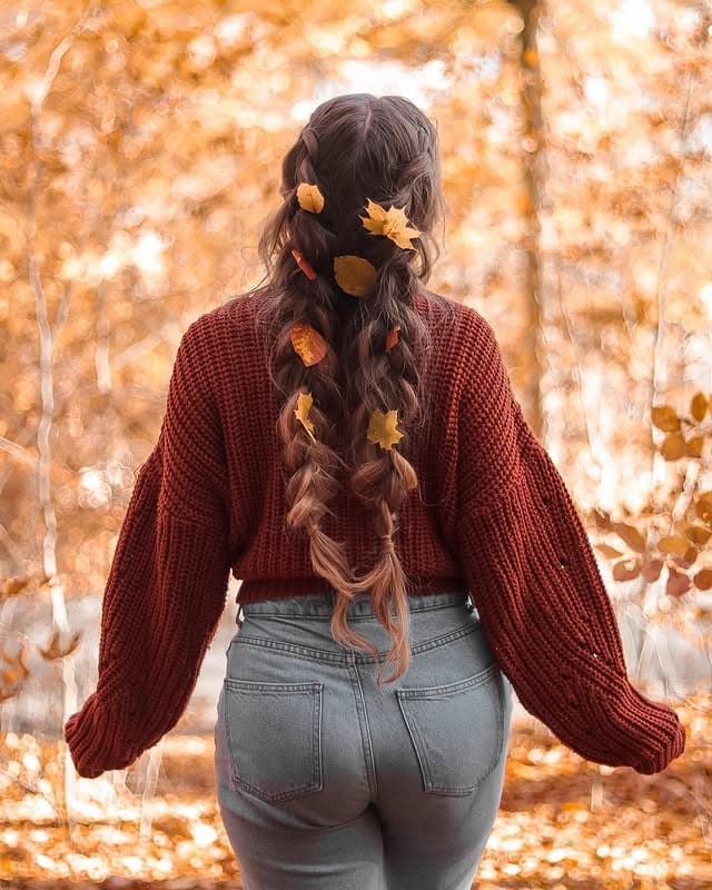 14. Auburn Dutch Braid Ponytail with Autumn Accents - Double Dutch Braids