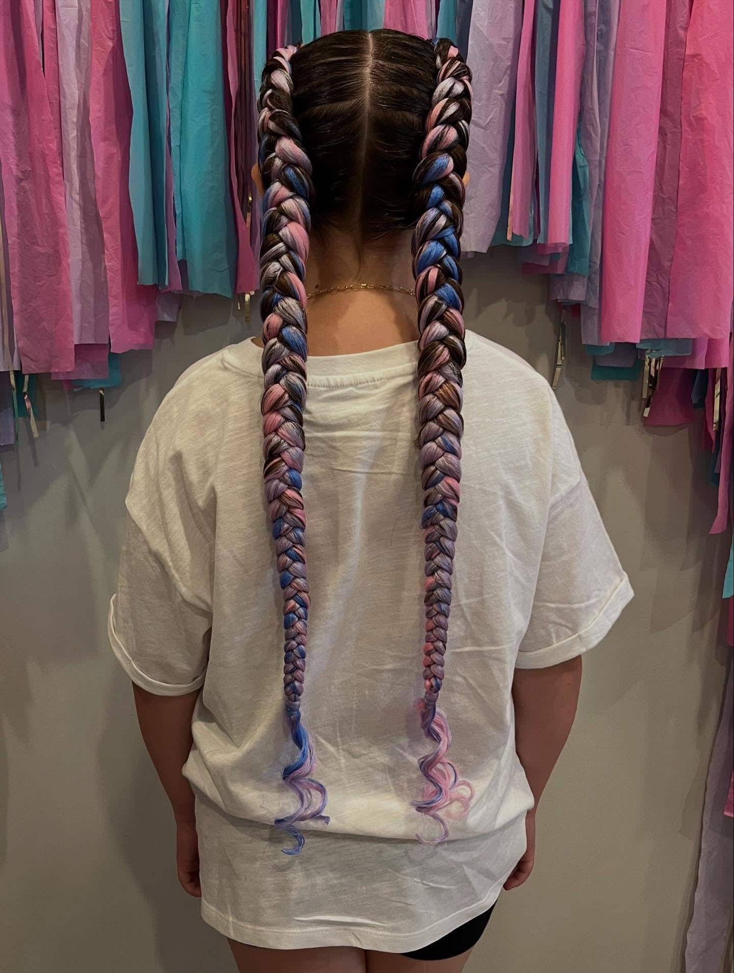 18. Pastel Pink and Blue Double Dutch Braids - Double Dutch Braids