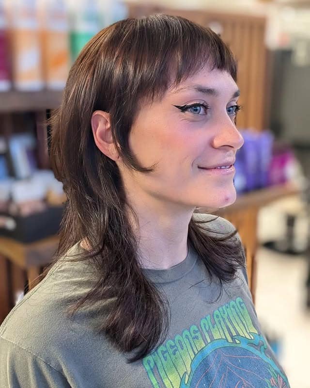 1. Choppy Espresso Wolf Shag with Micro Bangs - Long Shaggy Hair
