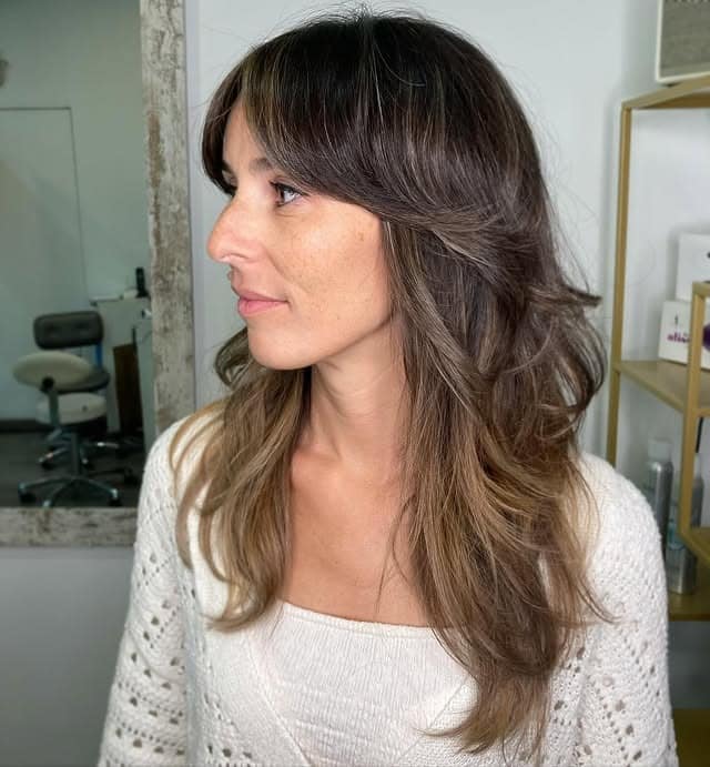 5. Brunette Butterfly Shag with Face-Framing Layers - Long Shaggy Hair