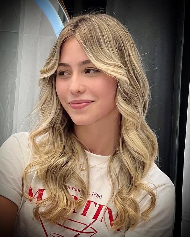 12. Vanilla Blonde Layered Shag with Curtain Bangs - Long Shaggy Hair