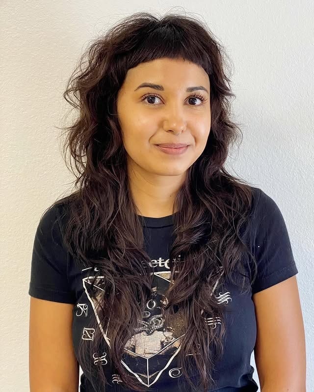 22. Deep Espresso Wolf Shag with Micro Bangs - Long Shaggy Hair