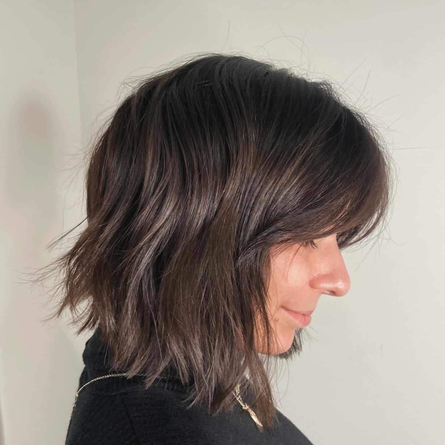 10. Espresso Brown Shaggy Bob - Messy Bob Haircut