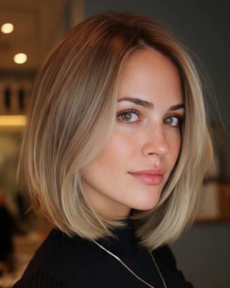 12. Soft Beige Blonde Blunt Bob - Messy Bob Haircut