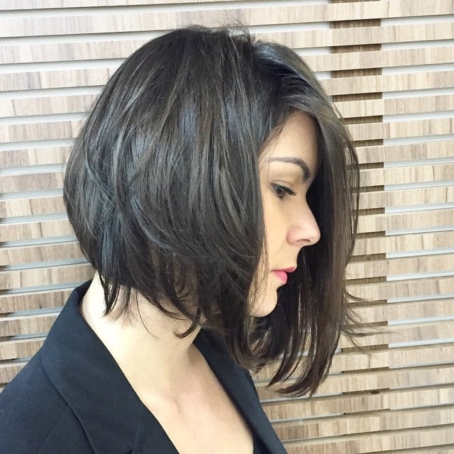 17. Sleek Black Angled Bob - Messy Bob Haircut