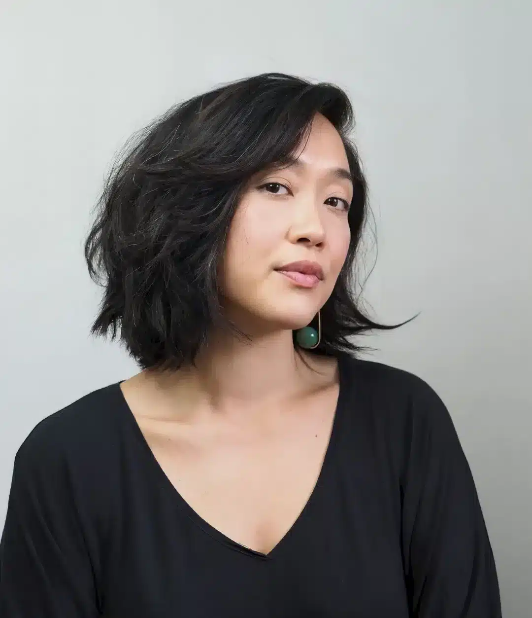 21. Soft Black Layered Messy Bob - Messy Bob Haircut