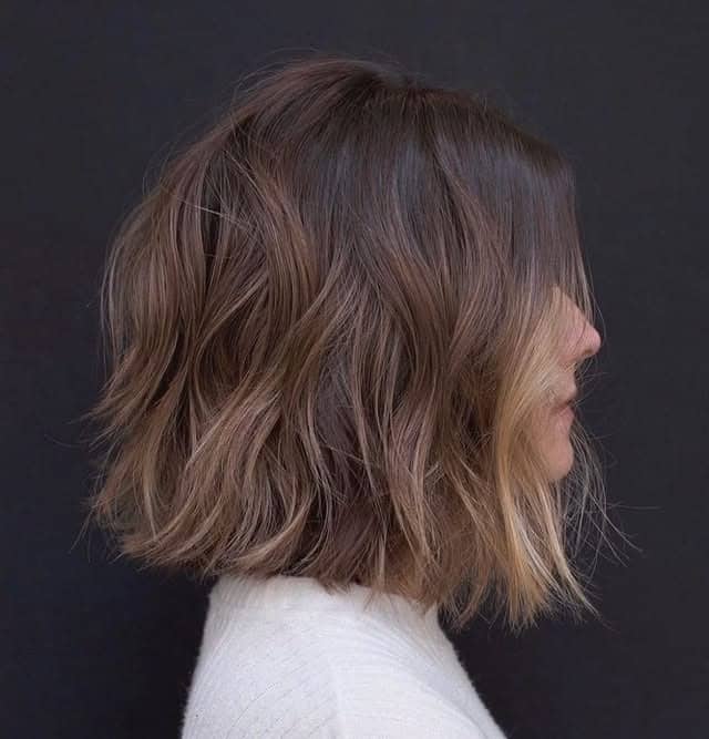 22. Mushroom Brown Bob with Beige Blonde Ends - Messy Bob Haircut