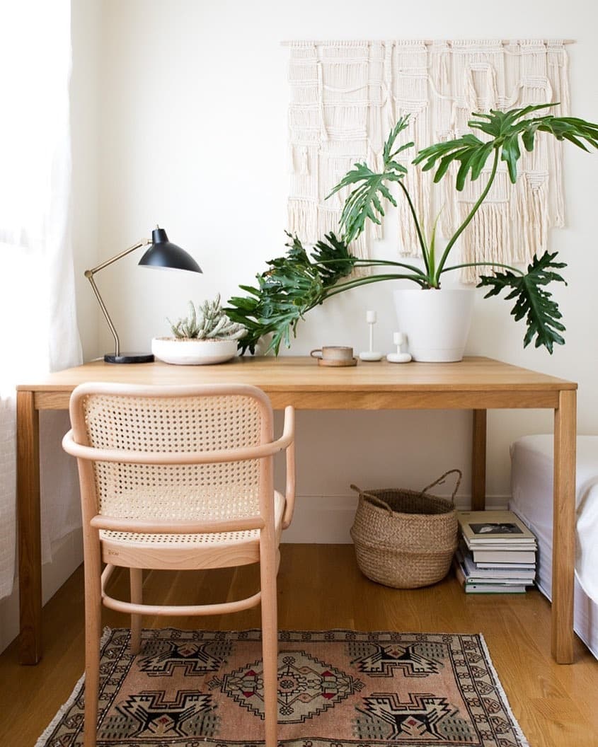 22. Soft Beige Organic Minimalist Workspace - minimalist home office ideas