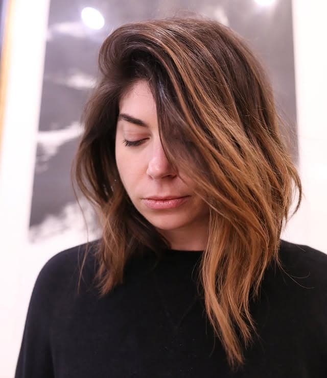 1. Textured Chocolate Toffee Lob - Chocolate Toffee Hair Color