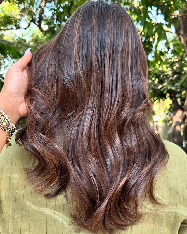 12. Rich Chocolate Toffee Layered Waves - Chocolate Toffee Hair Color
