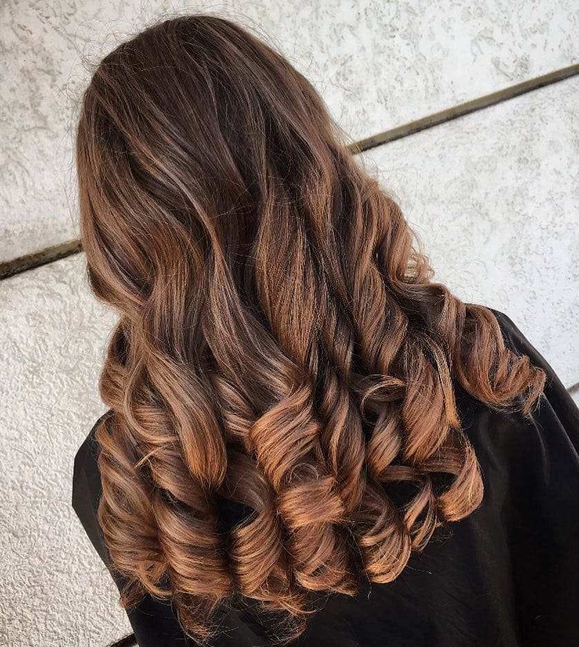 20. Voluminous Chocolate Toffee Curls - Chocolate Toffee Hair Color