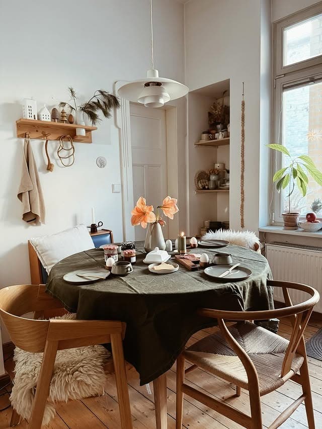 1. Soft Oak and Olive Green Kitchen Table Idea - kitchen table ideas