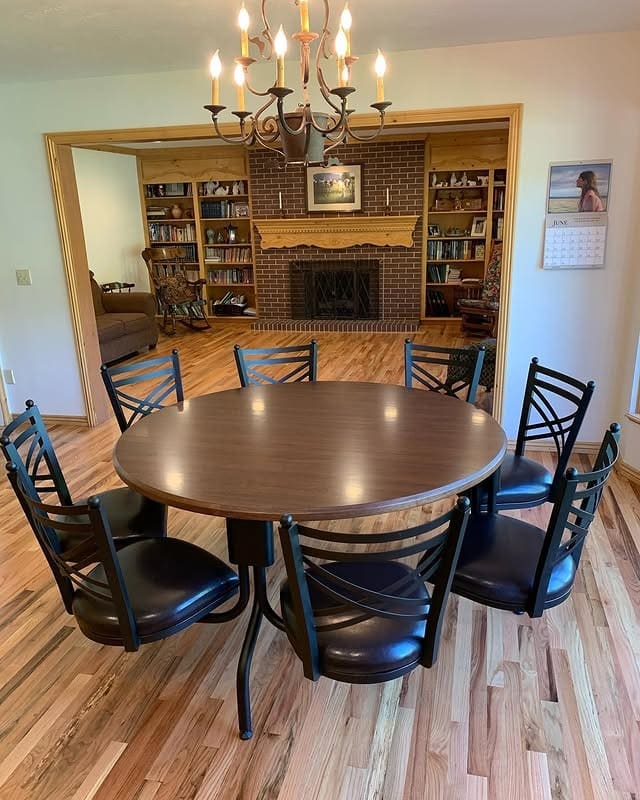 3. Walnut and Black Traditional Kitchen Table Idea - kitchen table ideas