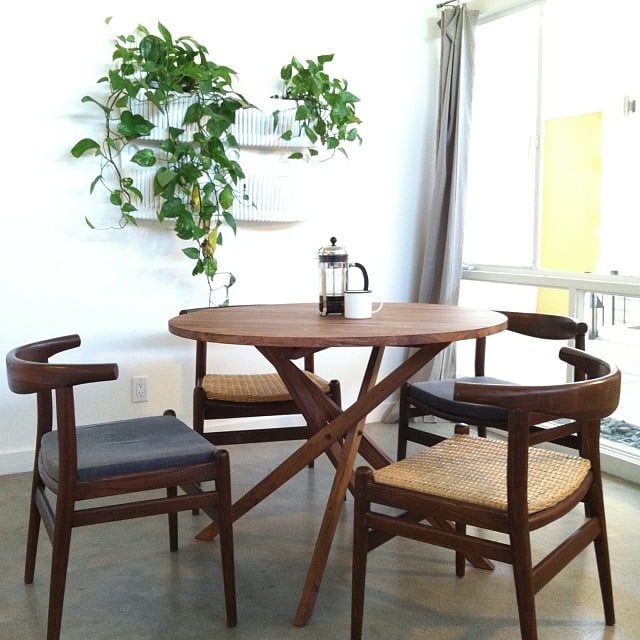 4. Mid-Century Walnut and Cane Kitchen Table Idea - kitchen table ideas