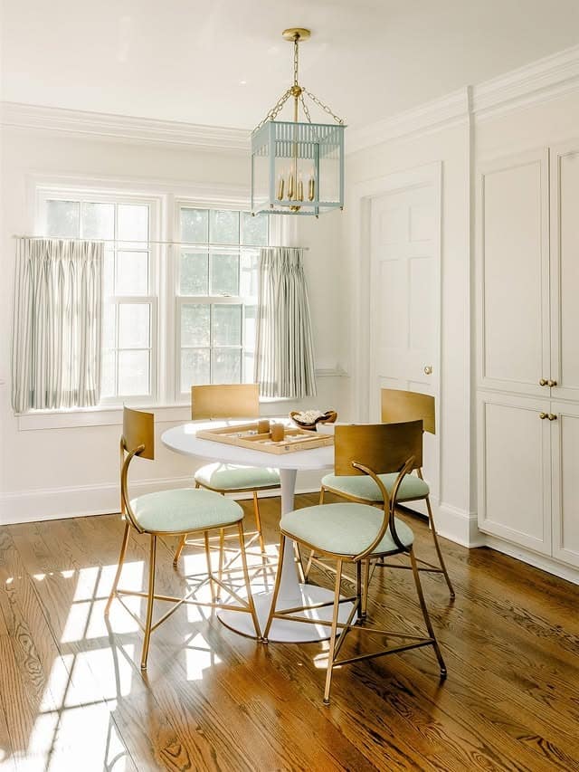 8. White and Brass Bistro Kitchen Table Idea - kitchen table ideas