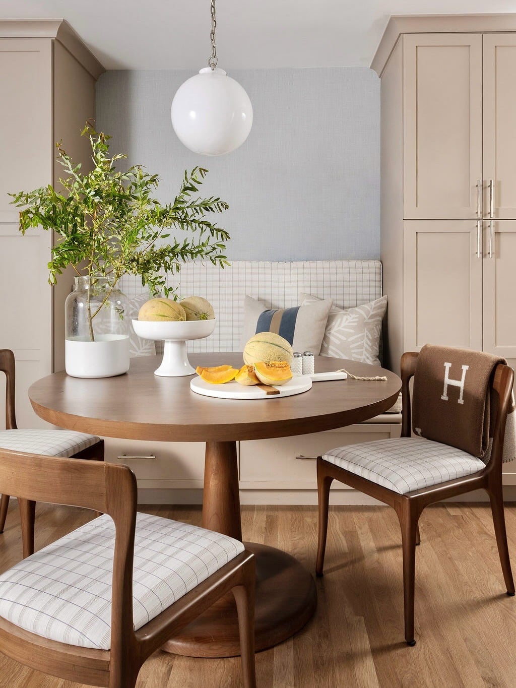 14. Walnut and Beige Contemporary Kitchen Table Idea - kitchen table ideas