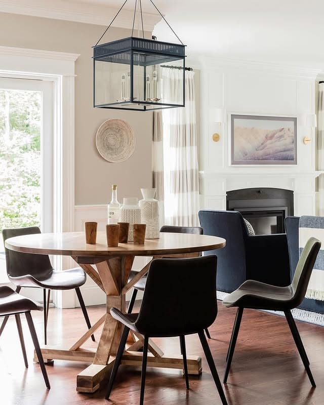 15. Walnut and Black Transitional Kitchen Table Idea - kitchen table ideas