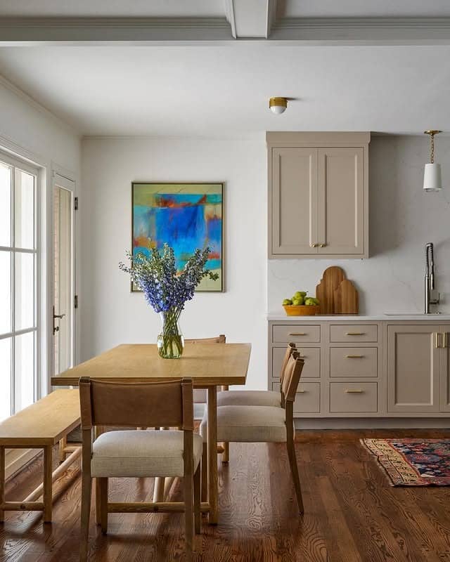 19. Blonde Wood and Taupe Modern Kitchen Table Idea - kitchen table ideas