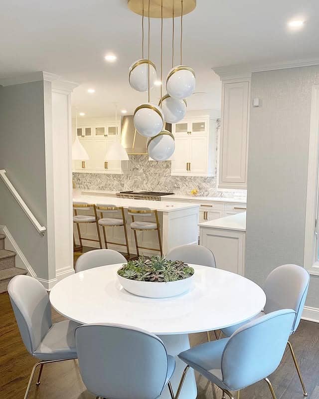 21. White and Gold Contemporary Kitchen Table Idea - kitchen table ideas