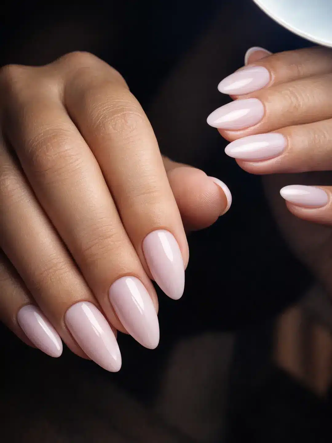 5. Sheer Milky Blush Almond Nails - milky nail ideas