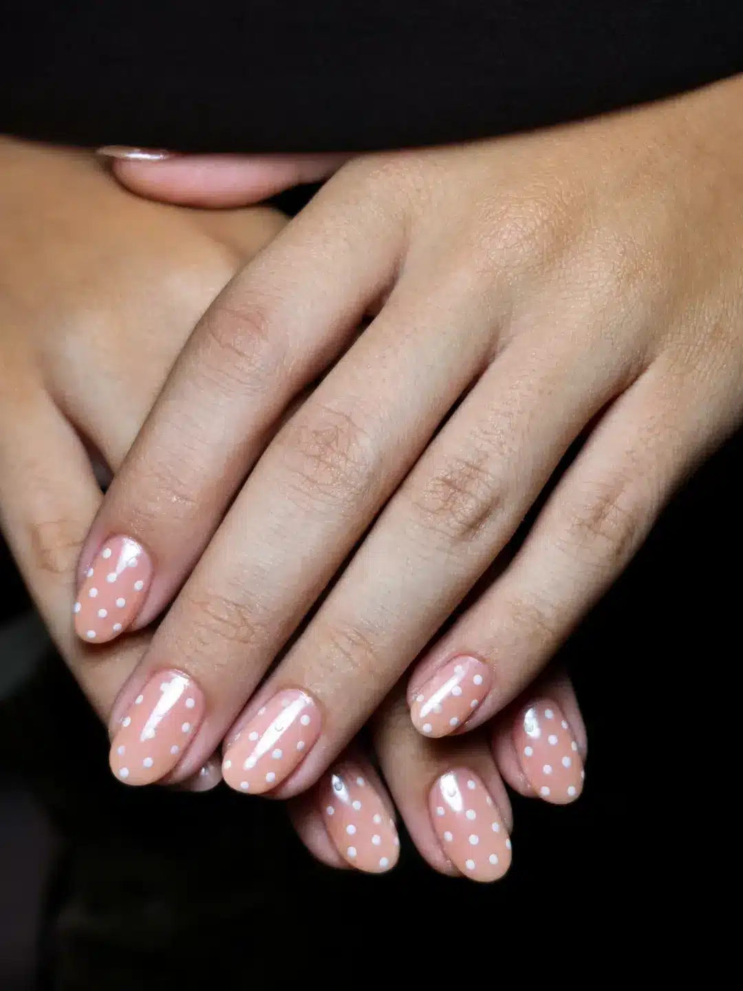 7. Nude Pink Polka Dot Nails - milky nail ideas