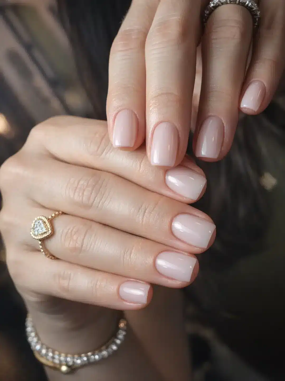 11. Milky Blush Short Square Nails - milky nail ideas