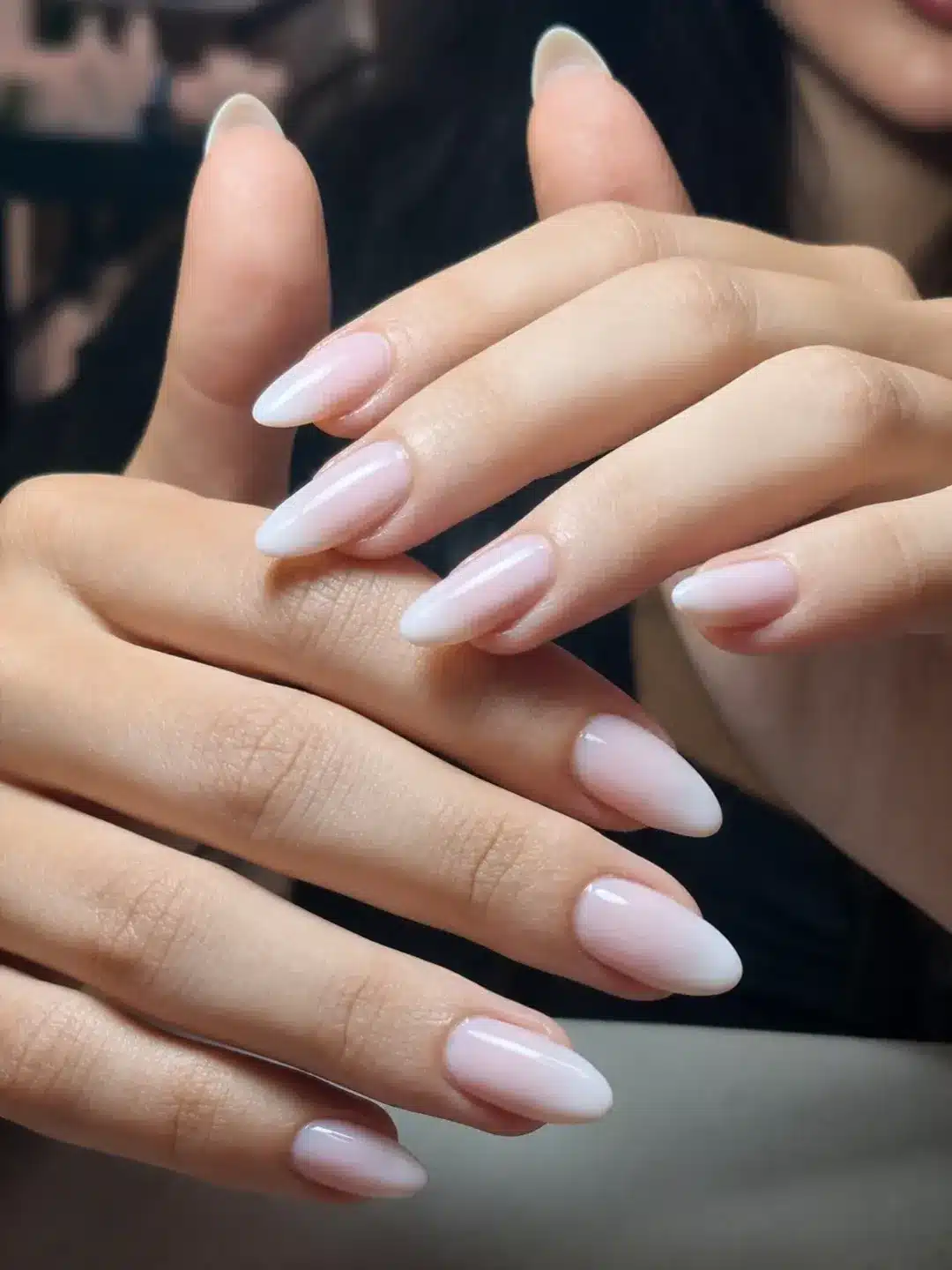 21. Milky Lavender Almond Nails - milky nail ideas