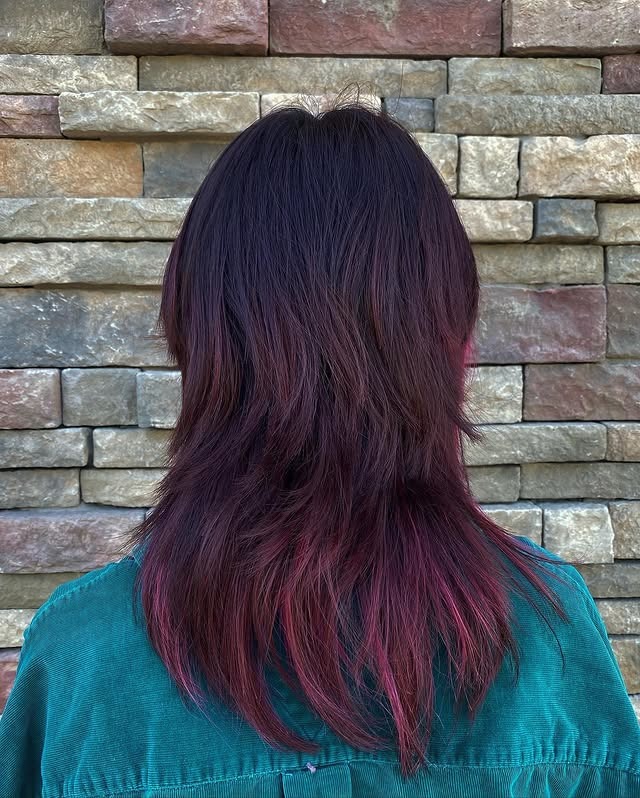 6. Plum-Tinted Layered Wolf Haircut - Layered Wolf Haircut
