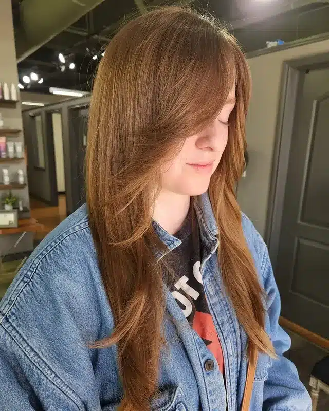 12. Cinnamon Brown Feathered Wolf Cut - Layered Wolf Haircut