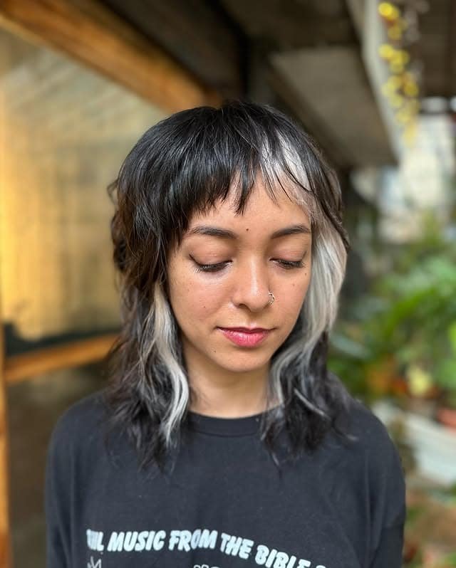 13. Black and Silver Contrast Wolf Shag - Layered Wolf Haircut