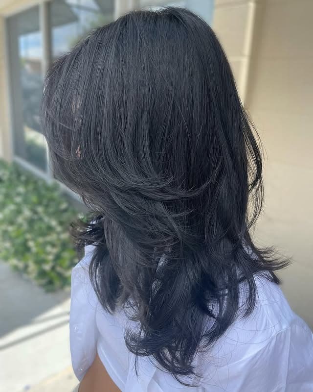 17. Soft Black Mid-Length Wolf Layers - Layered Wolf Haircut
