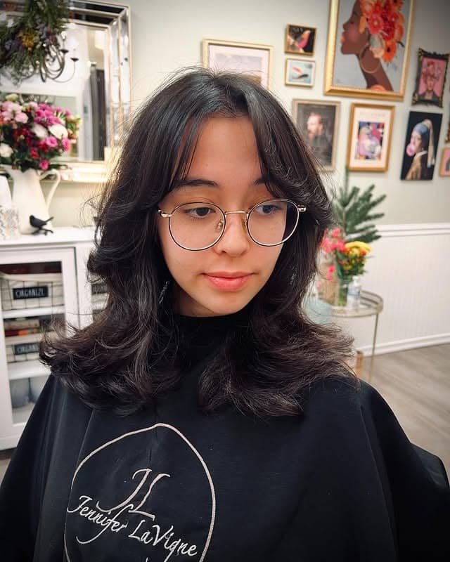 18. Dark Espresso Curtain Bang Wolf Cut - Layered Wolf Haircut