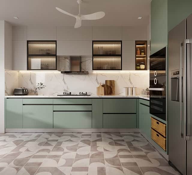 6. Modern Sage Green Kitchen With Minimalist Cabinets - sage green kitchen ideas