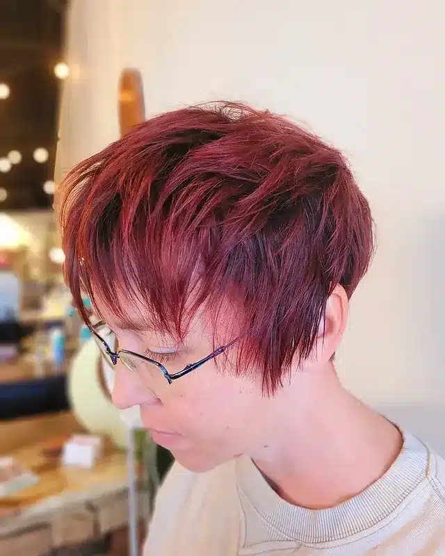4. Burgundy Red Textured Shaggy Pixie - Shaggy Pixie Hairstyles